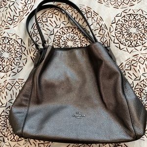 Coach pewter gray silver leather shoulder bag